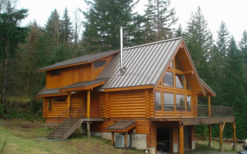 Log cabin metal roof